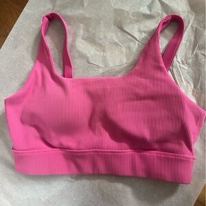 Vibrant Pink Ribbed Sports Bra